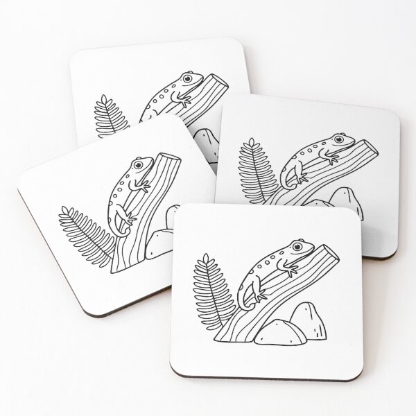 Item preview, Doodle illustration of a gecko resting on a branch near ferns designed and sold by rasagamastore.
