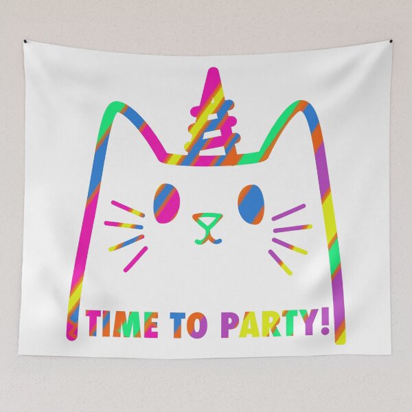 Item preview, Rainbow Birthday Caticorn Time to Party Cat Unicorn designed and sold by GetContented.