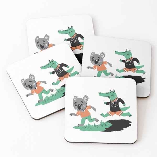 Item preview, Toddler Koala and baby Crocodile in a running race designed and sold by jasmineberry.