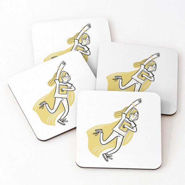 Item preview, super woman in yellow with a book reaching up and flying designed and sold by jasmineberry.