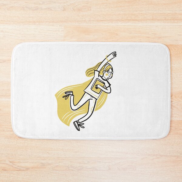 Item preview, super woman in yellow with a book reaching up and flying designed and sold by jasmineberry.