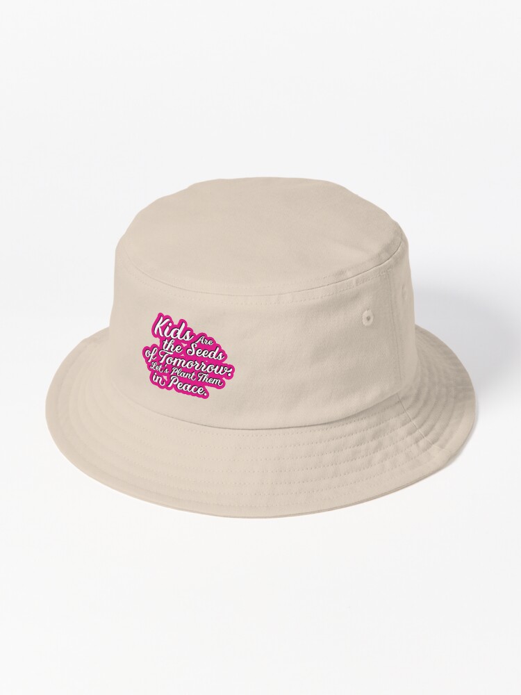 Thumbnail 1 of 6, Bucket Hat, Kids Are the Seeds of Tomorrow. Let's Plant Them in Peace. designed and sold by Finvara.