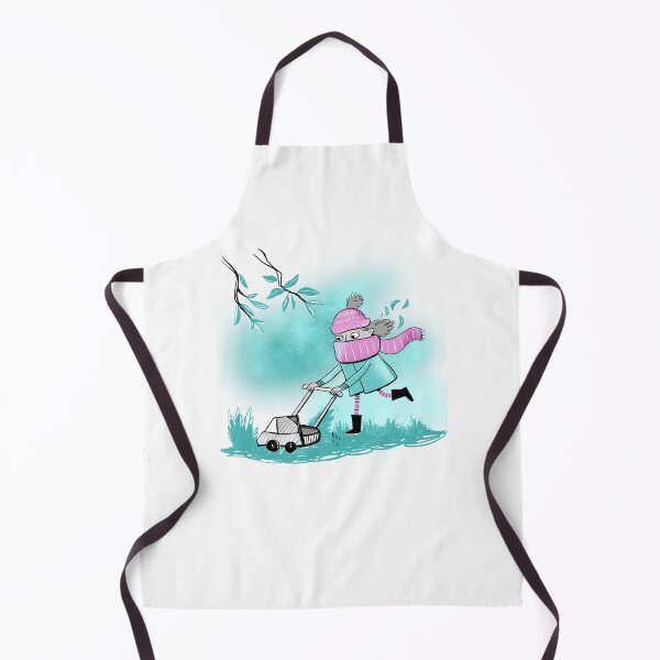Item preview, A girl mowing long grass in full winter gear designed and sold by jasmineberry.