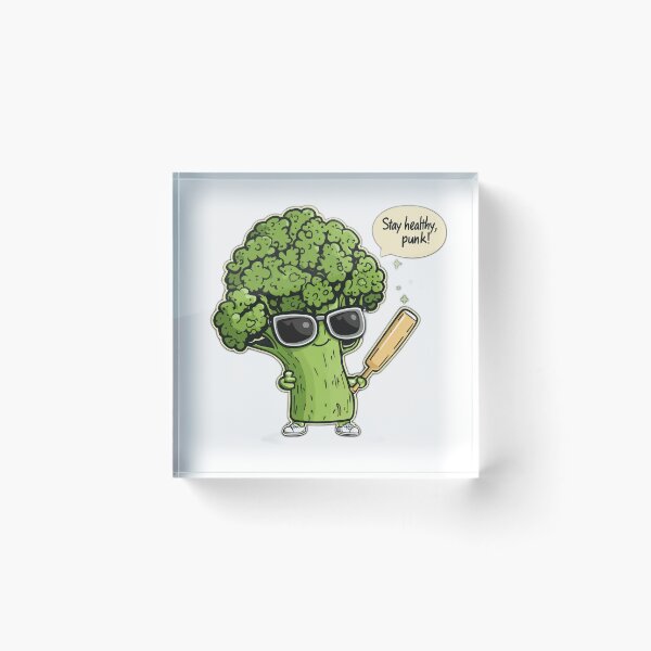 Item preview, Cute broccoli character saying Stay healthy, punk! designed and sold by JurgenGoLF.