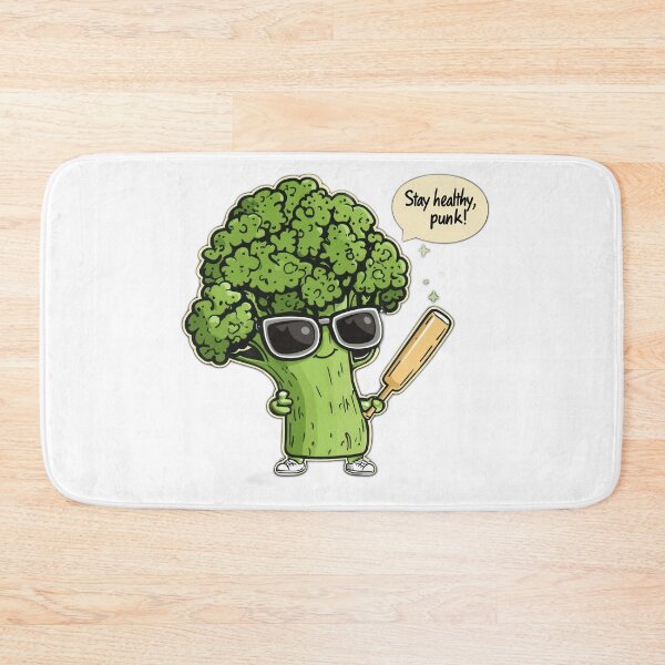 Item preview, Cute broccoli character saying Stay healthy, punk! designed and sold by JurgenGoLF.