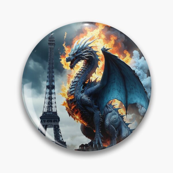 Item preview, Alvesart - Ferocious dragon and burning Eiffel Tower designed and sold by Alvesart.