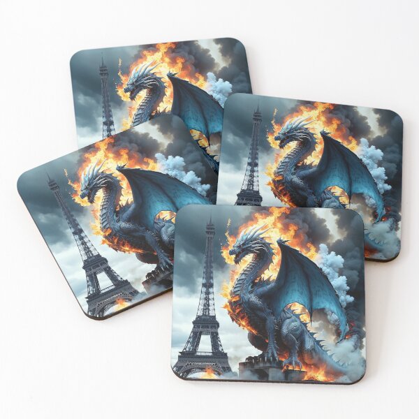 Item preview, Alvesart - Ferocious dragon and burning Eiffel Tower designed and sold by Alvesart.