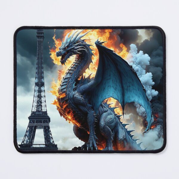 Item preview, Alvesart - Ferocious dragon and burning Eiffel Tower designed and sold by Alvesart.