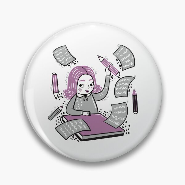 Item preview, Girl writing with lots of paper flying around her designed and sold by jasmineberry.
