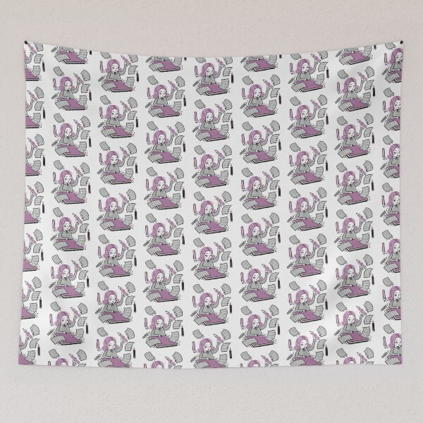 Item preview, Girl writing with lots of paper flying around her designed and sold by jasmineberry.