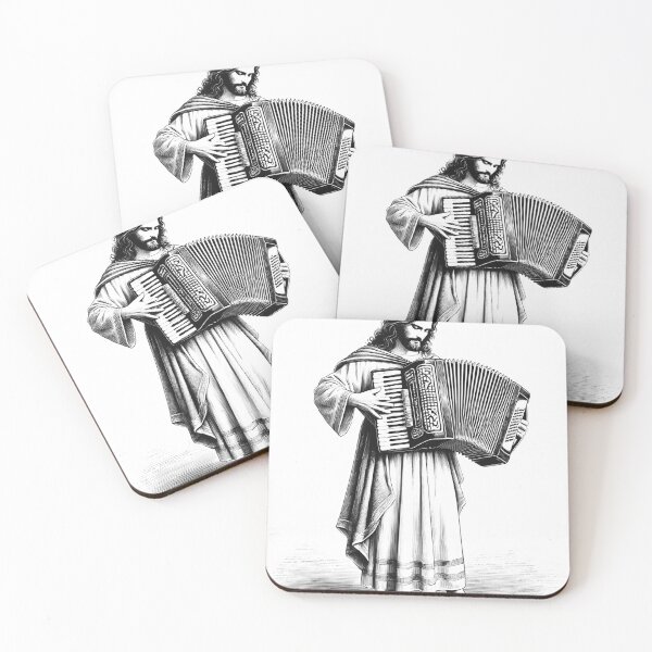 Item preview, Jesus Playing Accordion Christian Vintage Accordionist Accordion Player designed and sold by Kimberley King Art  King Art.