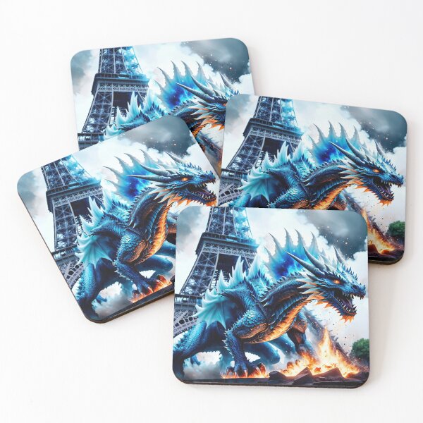 Item preview, Alvesart - Dragon 01 - Colossal Dragon and Eiffel Tower in Flames designed and sold by Alvesart.