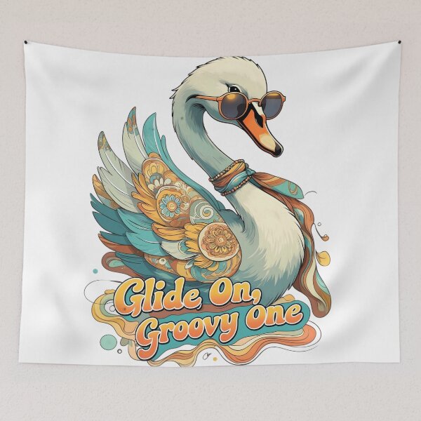 Item preview, Glide On, Groovy One - Boho 70s Swan Art | LaLi Designs designed and sold by LaLi-Designs.