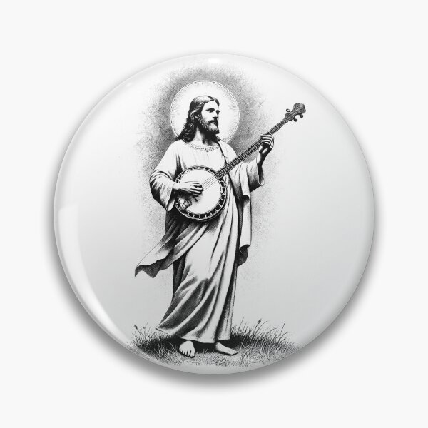 Item preview, Jesus Playing Banjo Christian Vintage Banjoist Banjo Player designed and sold by Kimberley King Art  King Art.