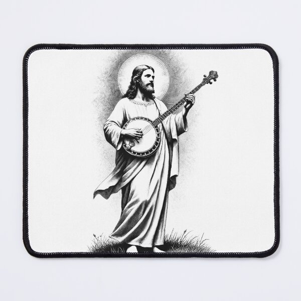 Item preview, Jesus Playing Banjo Christian Vintage Banjoist Banjo Player designed and sold by Kimberley King Art  King Art.