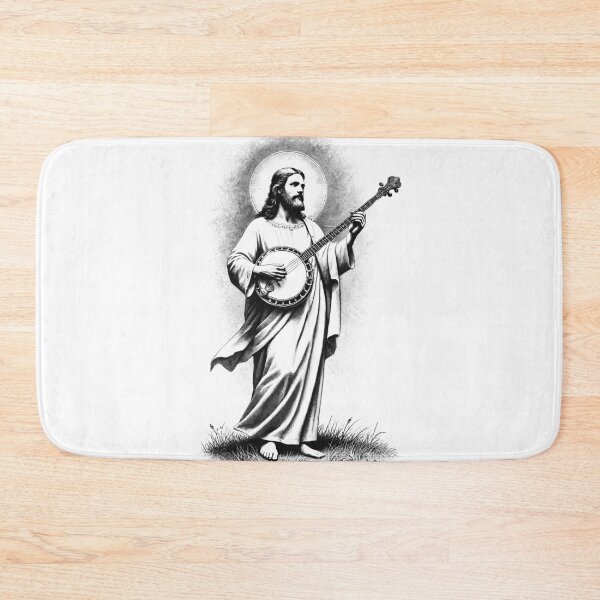 Item preview, Jesus Playing Banjo Christian Vintage Banjoist Banjo Player designed and sold by Kimberley King Art  King Art.