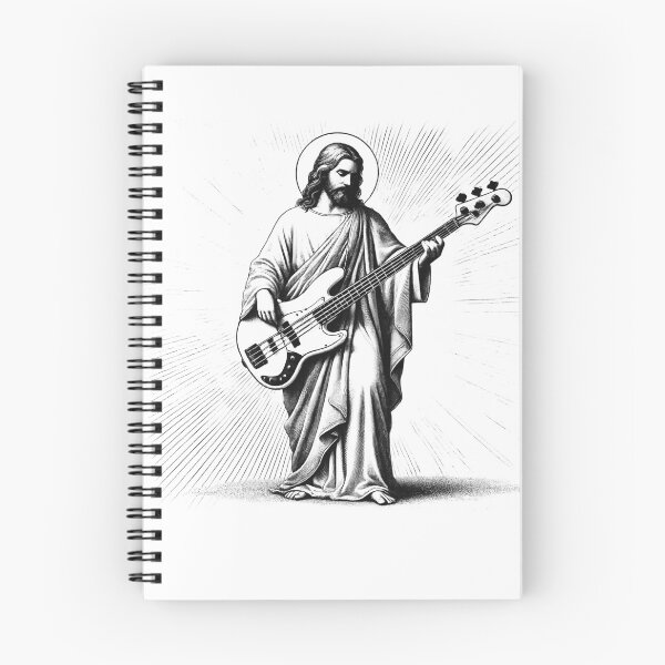 Item preview, Jesus Playing Bass Guitar Guitarist Christian Vintage Rocker Rock designed and sold by Kimberley King Art  King Art.