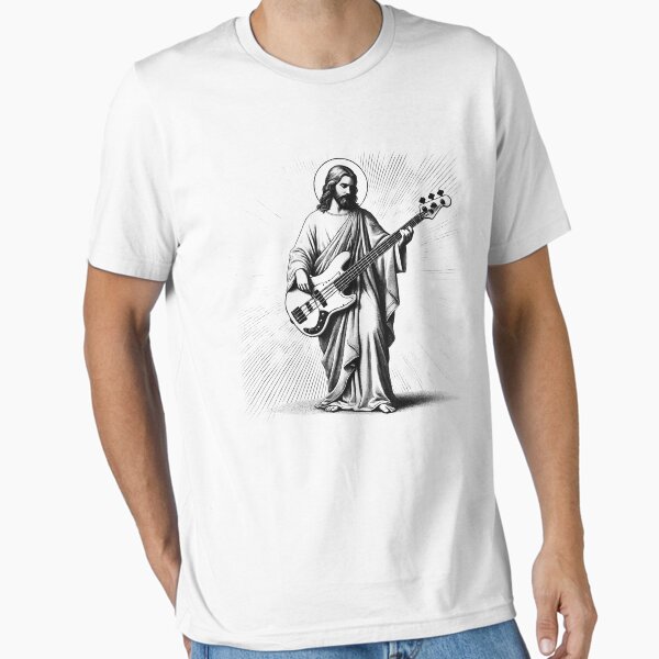 Item preview, Jesus Playing Bass Guitar Guitarist Christian Vintage Rocker Rock designed and sold by Kimberley King Art  King Art.