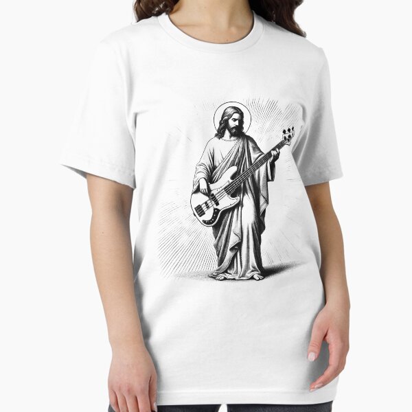 Item preview, Jesus Playing Bass Guitar Guitarist Christian Vintage Rocker Rock designed and sold by Kimberley King Art  King Art.