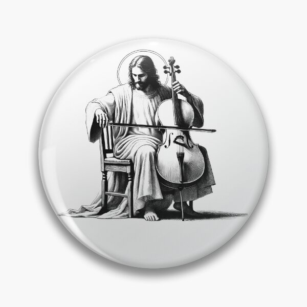 Item preview, Jesus Playing Cello Christian Vintage Cellist Cello Player designed and sold by Kimberley King Art  King Art.