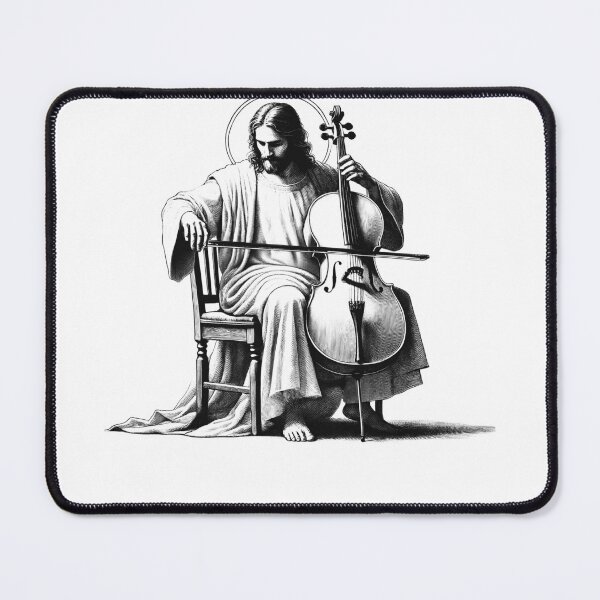 Item preview, Jesus Playing Cello Christian Vintage Cellist Cello Player designed and sold by Kimberley King Art  King Art.