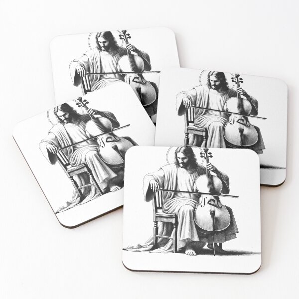 Item preview, Jesus Playing Cello Christian Vintage Cellist Cello Player designed and sold by Kimberley King Art  King Art.