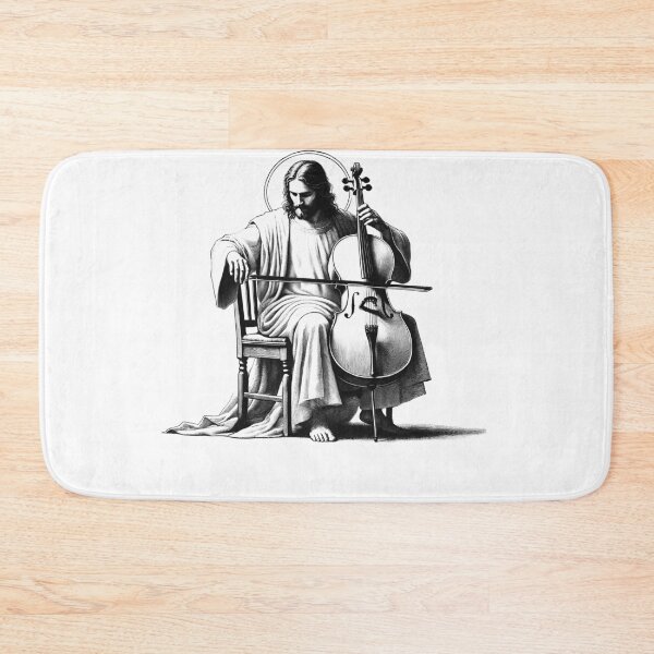 Item preview, Jesus Playing Cello Christian Vintage Cellist Cello Player designed and sold by Kimberley King Art  King Art.