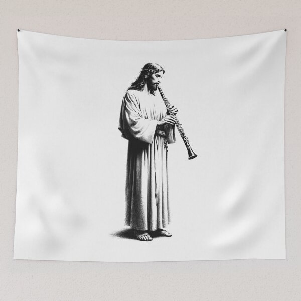Item preview, Jesus Playing Clarinet Christian Vintage Clarinetist Clarinet Player designed and sold by Kimberley King Art  King Art.