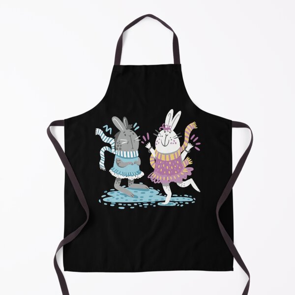 Item preview, Two cute rabbits dancing. One is sad, One is happy. Both in winter scarfs designed and sold by jasmineberry.