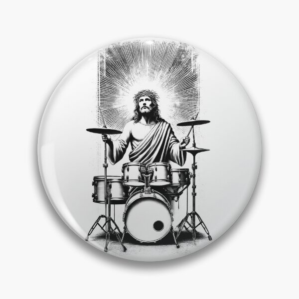 Item preview, Jesus Playing Drums Christian Vintage Drumkit Player Drummer designed and sold by Kimberley King Art  King Art.