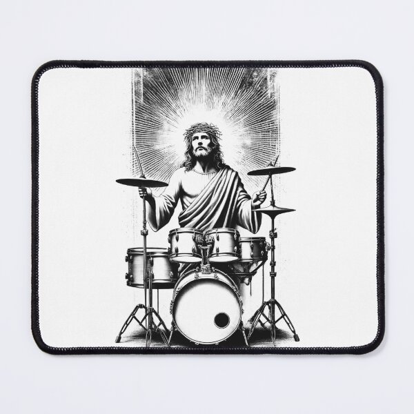 Item preview, Jesus Playing Drums Christian Vintage Drumkit Player Drummer designed and sold by Kimberley King Art King Art.