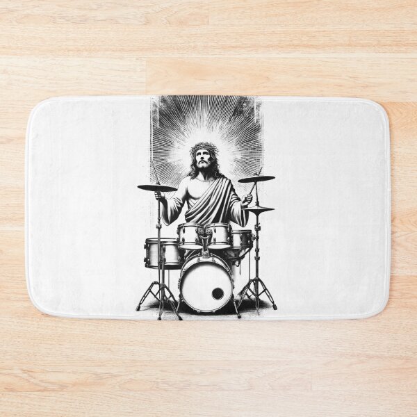 Item preview, Jesus Playing Drums Christian Vintage Drumkit Player Drummer designed and sold by Kimberley King Art  King Art.