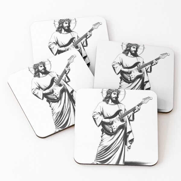 Item preview, Jesus Playing Electric Guitar Guitarist Christian Vintage Rocker Rock designed and sold by Kimberley King Art  King Art.