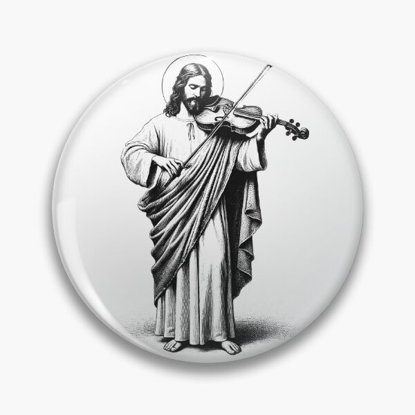 Item preview, Jesus Playing Fiddle Christian Vintage Fiddle Player designed and sold by Kimberley King Art  King Art.