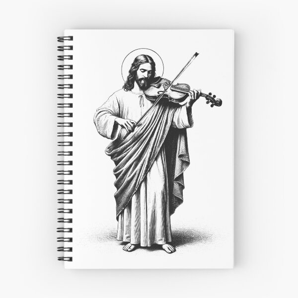 Item preview, Jesus Playing Fiddle Christian Vintage Fiddle Player designed and sold by Kimberley King Art  King Art.