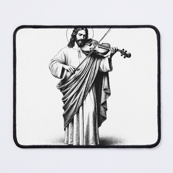 Item preview, Jesus Playing Fiddle Christian Vintage Fiddle Player designed and sold by Kimberley King Art  King Art.