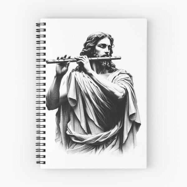 Item preview, Jesus Playing Flute Christian Vintage Flutist Flute Player designed and sold by Kimberley King Art  King Art.