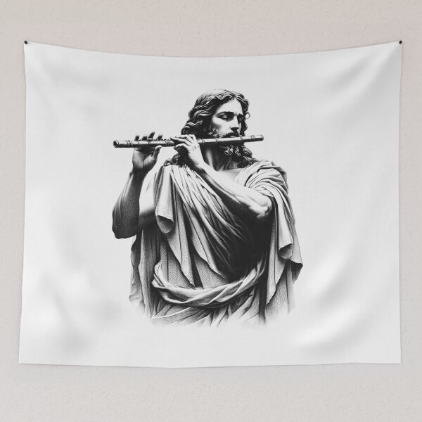 Item preview, Jesus Playing Flute Christian Vintage Flutist Flute Player designed and sold by Kimberley King Art  King Art.