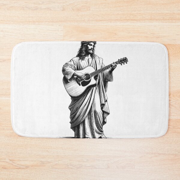 Item preview, Jesus Playing Guitar Guitarist Christian Vintage Guitar Player designed and sold by Kimberley King Art  King Art.