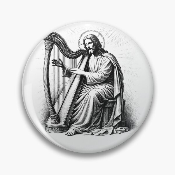 Item preview, Jesus Playing Harp Christian Vintage Harpist Harp Player designed and sold by Kimberley King Art  King Art.