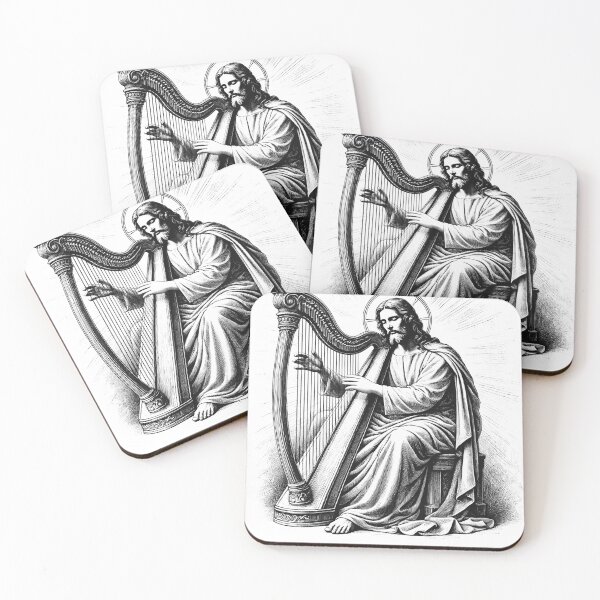 Item preview, Jesus Playing Harp Christian Vintage Harpist Harp Player designed and sold by Kimberley King Art  King Art.