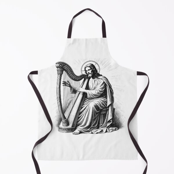 Item preview, Jesus Playing Harp Christian Vintage Harpist Harp Player designed and sold by Kimberley King Art King Art.