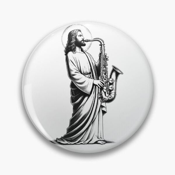 Item preview, Jesus Playing Saxophone Christian Vintage Saxophonist designed and sold by Kimberley King Art  King Art.