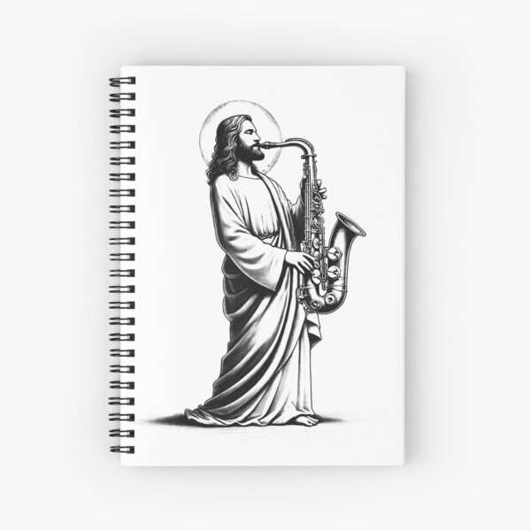 Item preview, Jesus Playing Saxophone Christian Vintage Saxophonist designed and sold by Kimberley King Art  King Art.