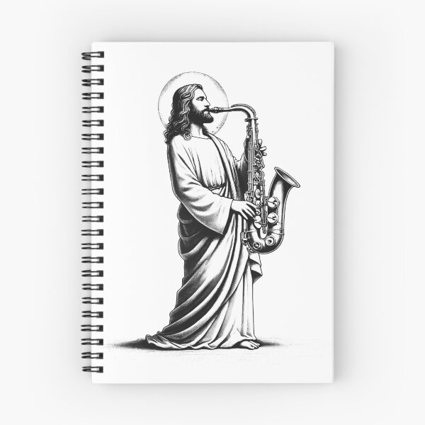 Item preview, Jesus Playing Saxophone Christian Vintage Saxophonist designed and sold by Kimberley King Art  King Art.