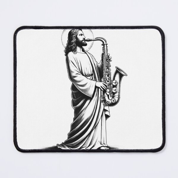 Item preview, Jesus Playing Saxophone Christian Vintage Saxophonist designed and sold by Kimberley King Art  King Art.