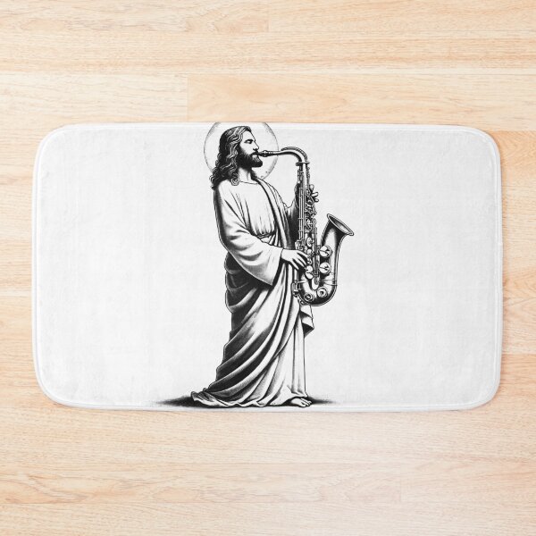 Item preview, Jesus Playing Saxophone Christian Vintage Saxophonist designed and sold by Kimberley King Art  King Art.