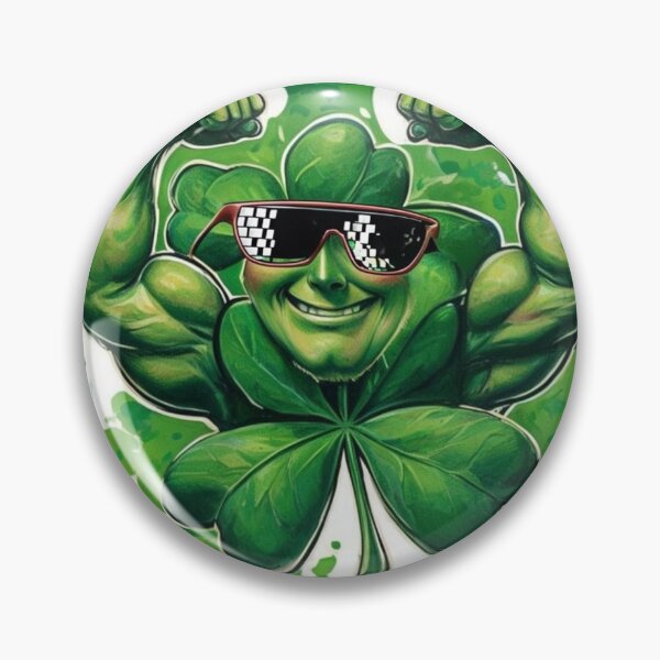 Item preview, Sticker of a Shamrock With Abs, Flexing Like a Bodybuilder  Premium Cool Trendy Best Gift designed and sold by Imaginarium of Chaos falcon88 .