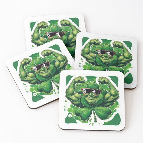 Item preview, Sticker of a Shamrock With Abs, Flexing Like a Bodybuilder  Premium Cool Trendy Best Gift designed and sold by Imaginarium of Chaos falcon88 .
