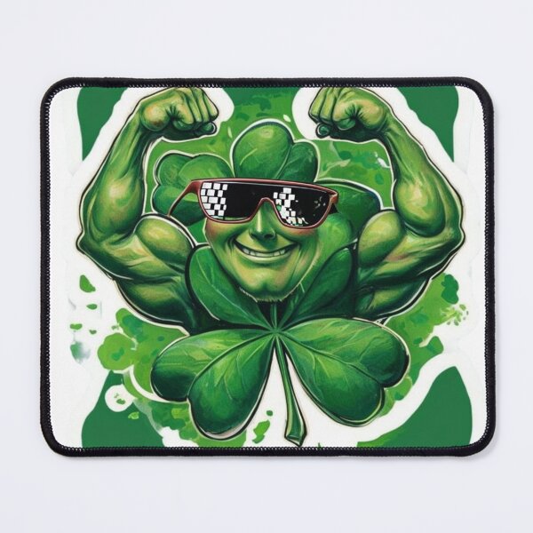Item preview, Sticker of a Shamrock With Abs, Flexing Like a Bodybuilder Premium Cool Trendy Best Gift designed and sold by Imaginarium of Chaos falcon88 .